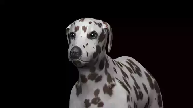 Brown Dalmatian Dog Low-poly 3D model