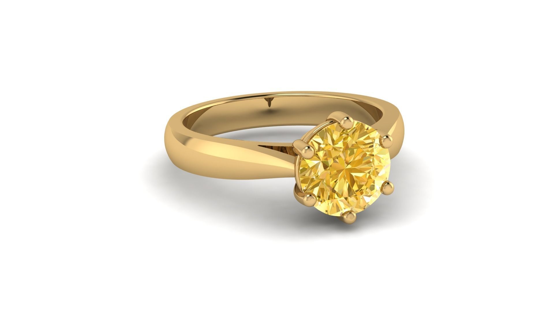 Solitaire ring 1 carat 3D print model_4