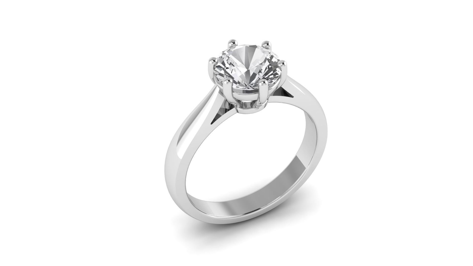 Solitaire ring 1 carat 3D print model_1