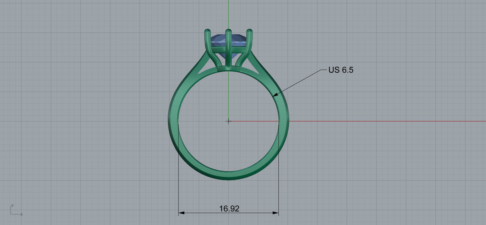Solitaire ring 1 carat 3D print model_6