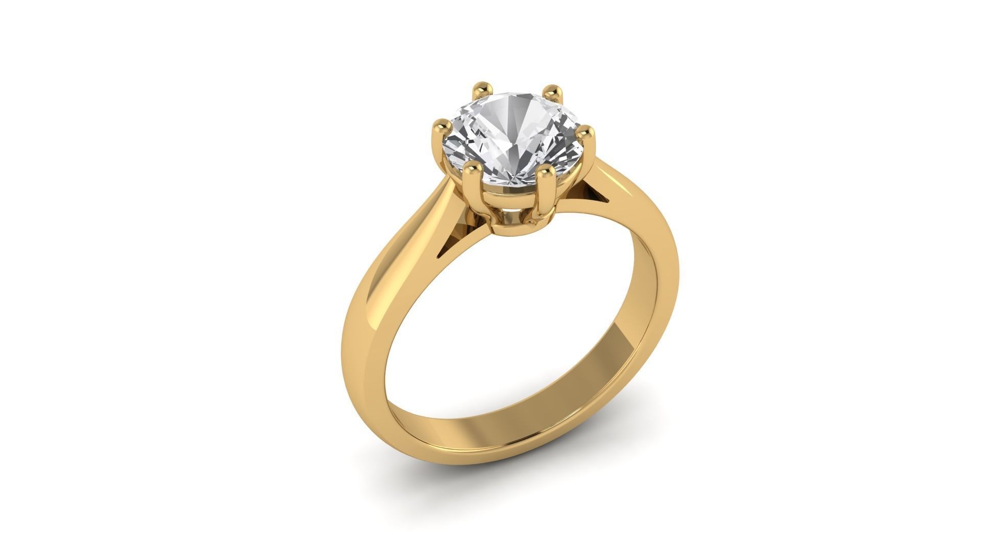 Solitaire ring 1 carat 3D print model_2