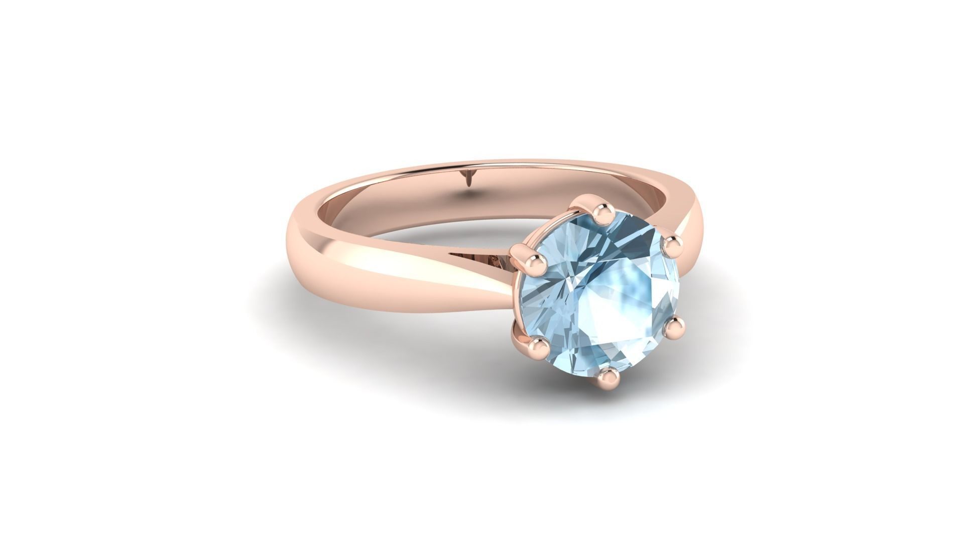 Solitaire ring 1 carat 3D print model_3