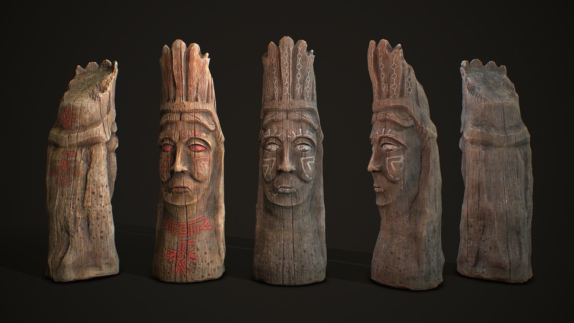 Wood Totems Pagan Deities Collections Low-poly 3D model_6