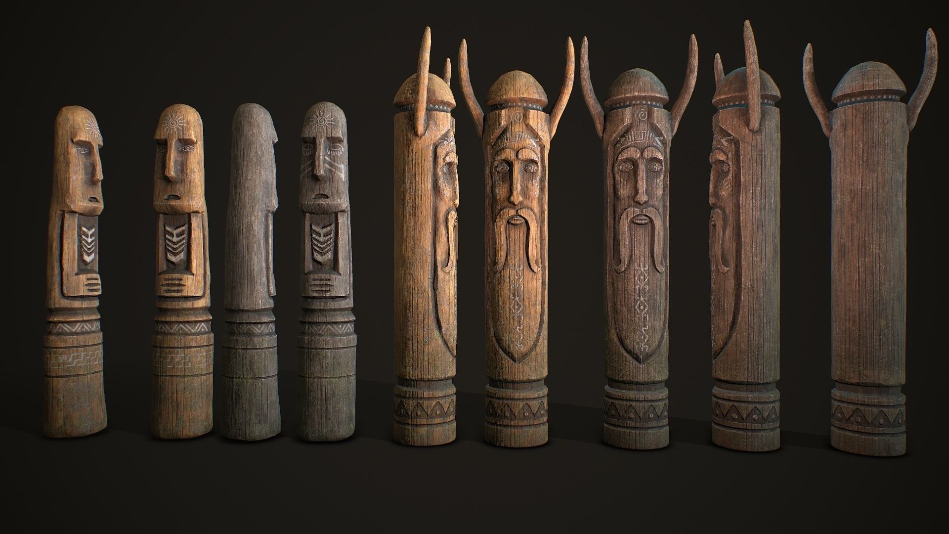 Wood Totems Pagan Deities Collections Low-poly 3D model_11