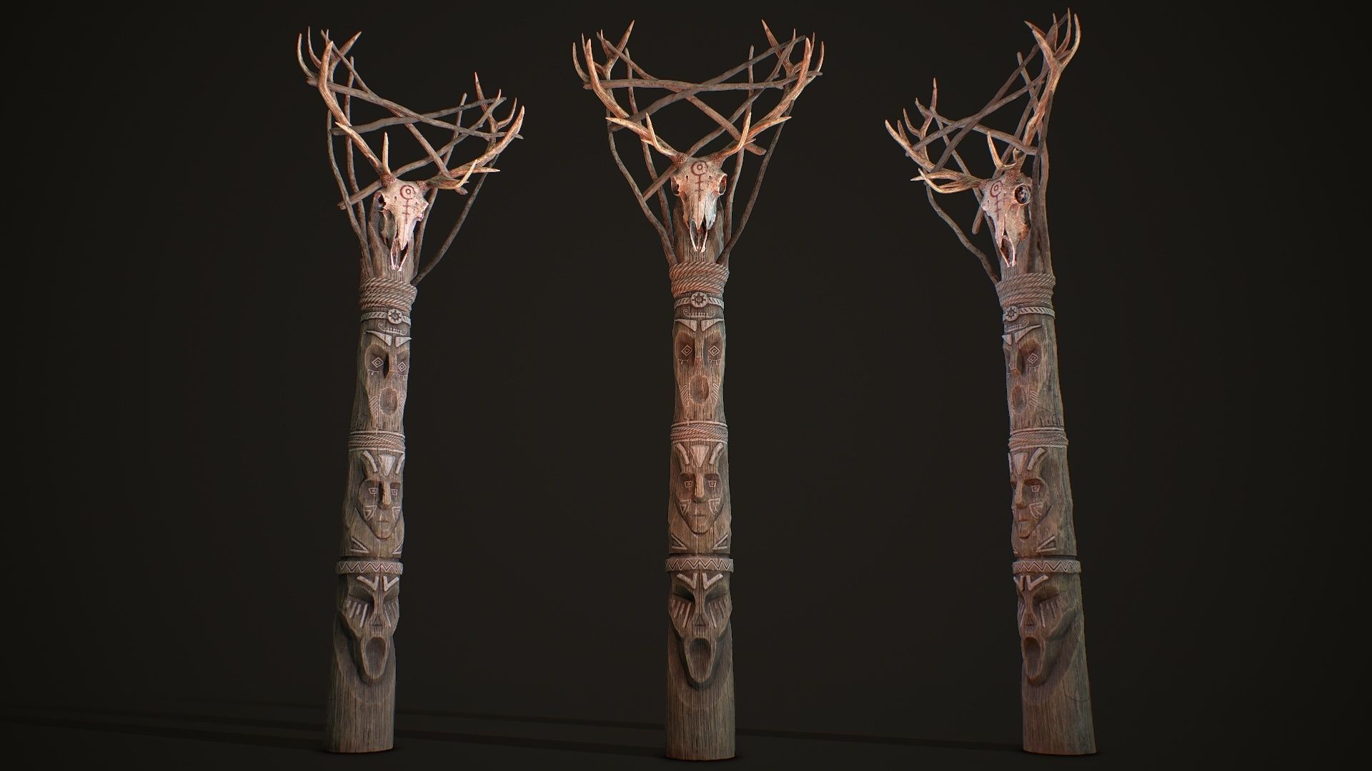 Wood Totems Pagan Deities Collections Low-poly 3D model_2