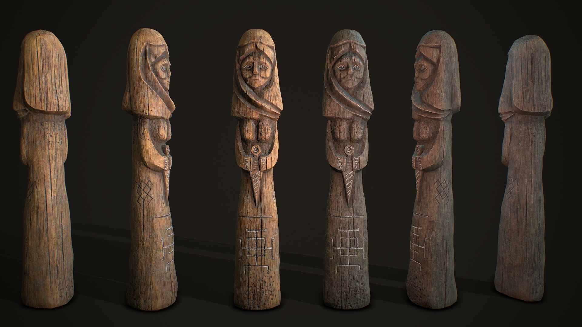 Wood Totems Pagan Deities Collections Low-poly 3D model_8