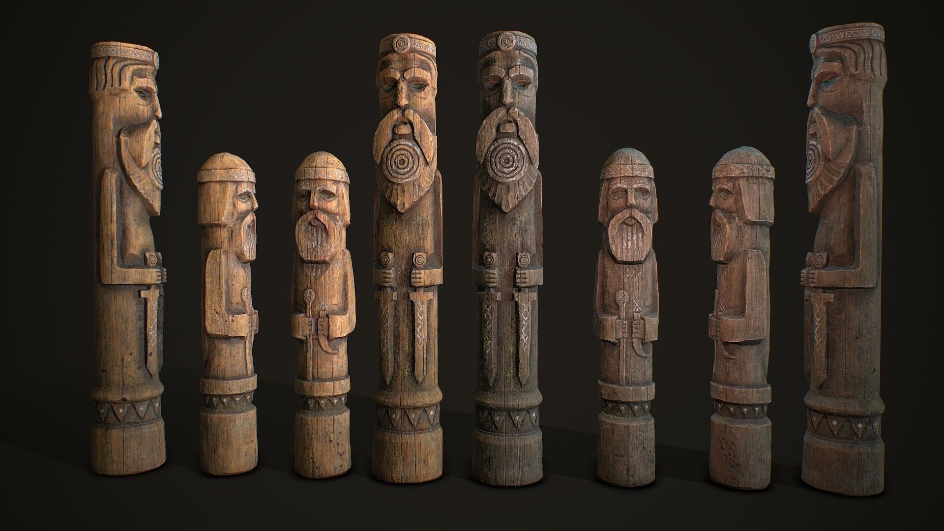 Wood Totems Pagan Deities Collections Low-poly 3D model_10