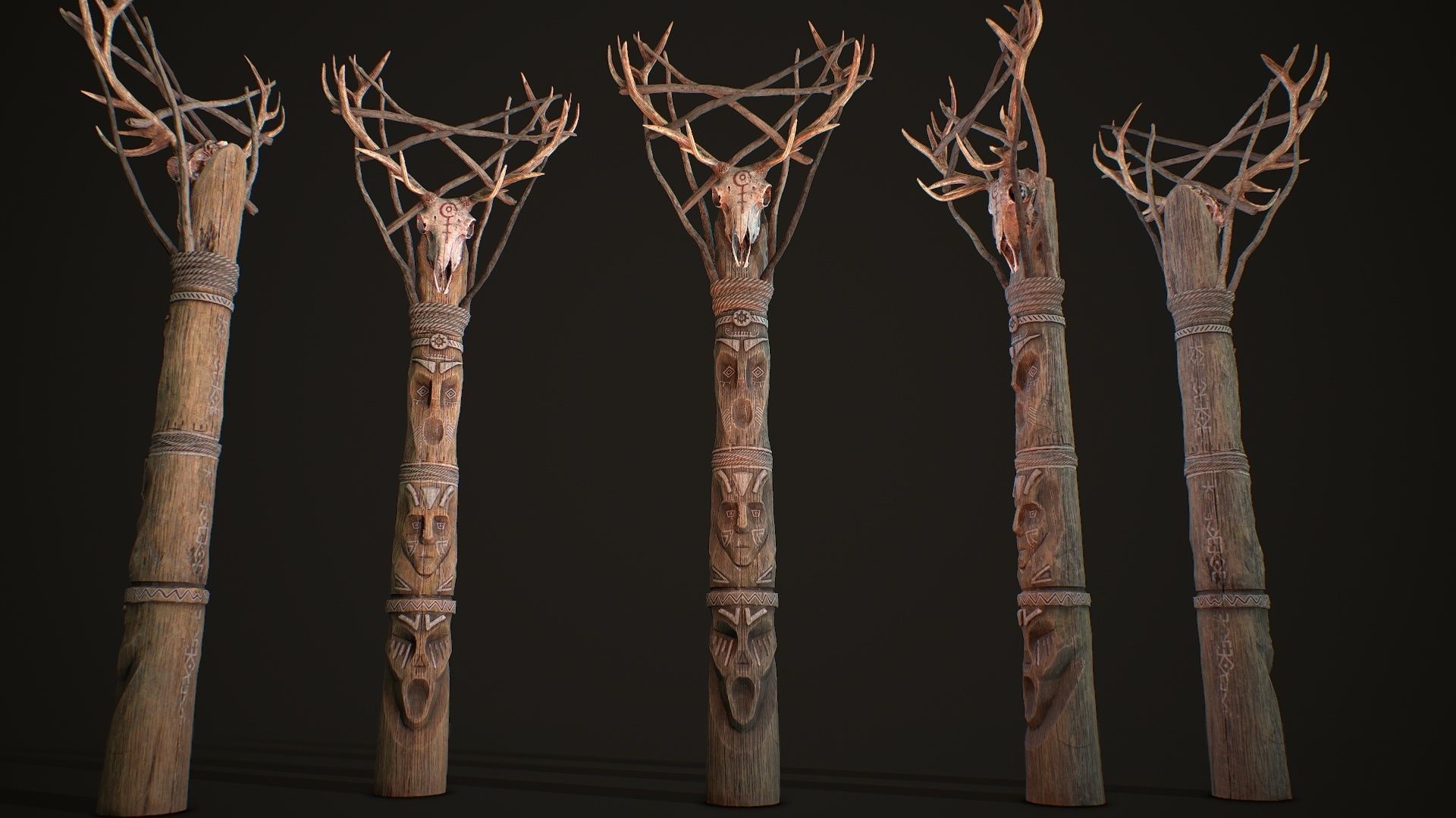 Wood Totems Pagan Deities Collections Low-poly 3D model_3