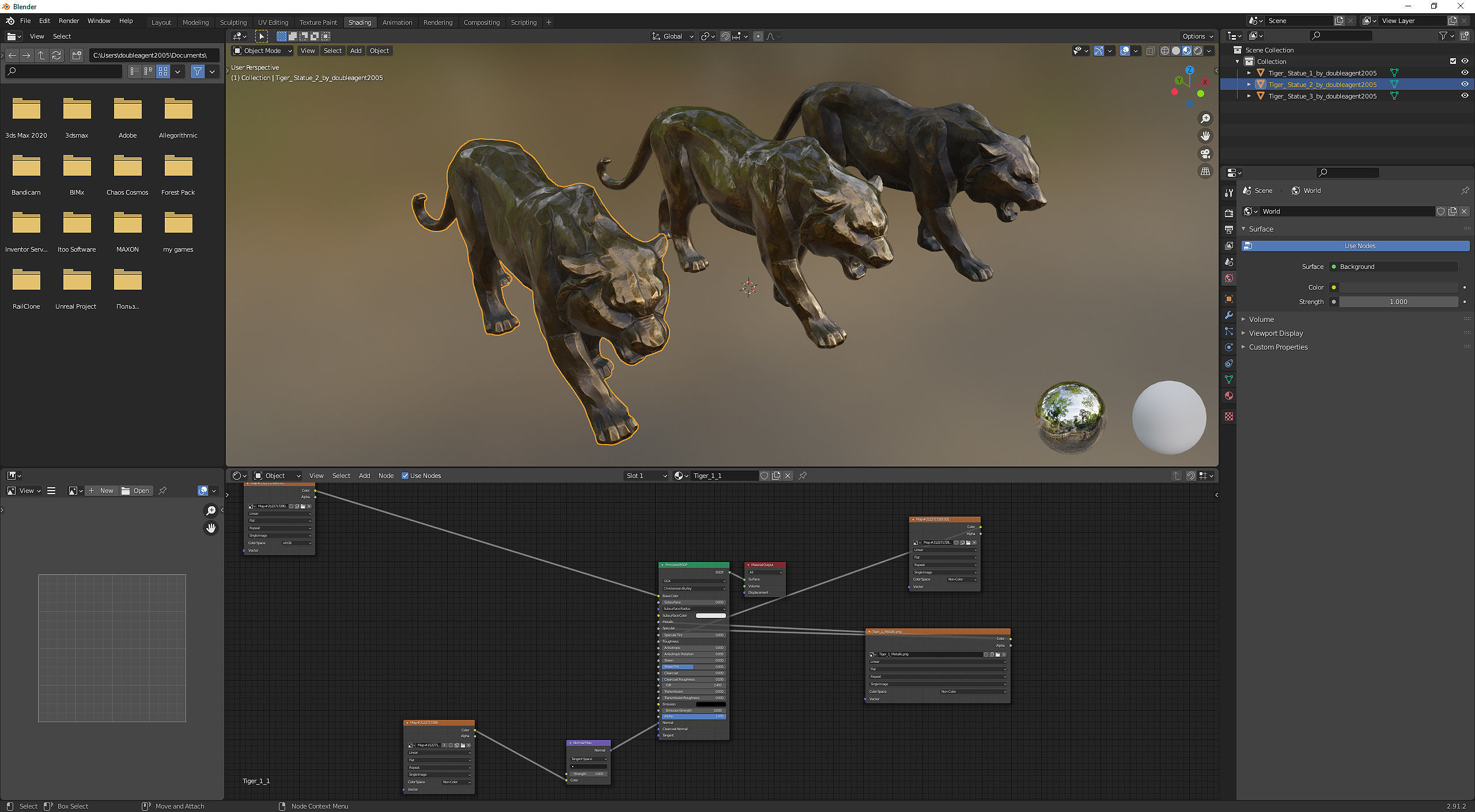 Decorative Tiger statuette PBR Low-poly 3D model_15