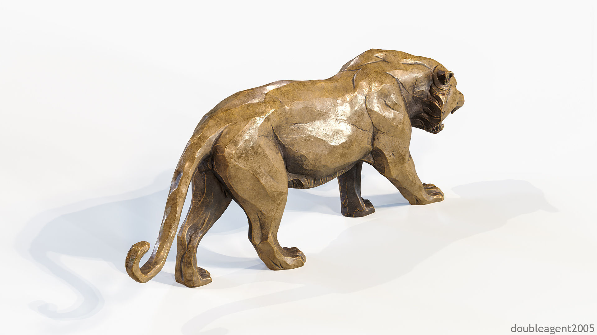 Decorative Tiger statuette PBR Low-poly 3D model_35