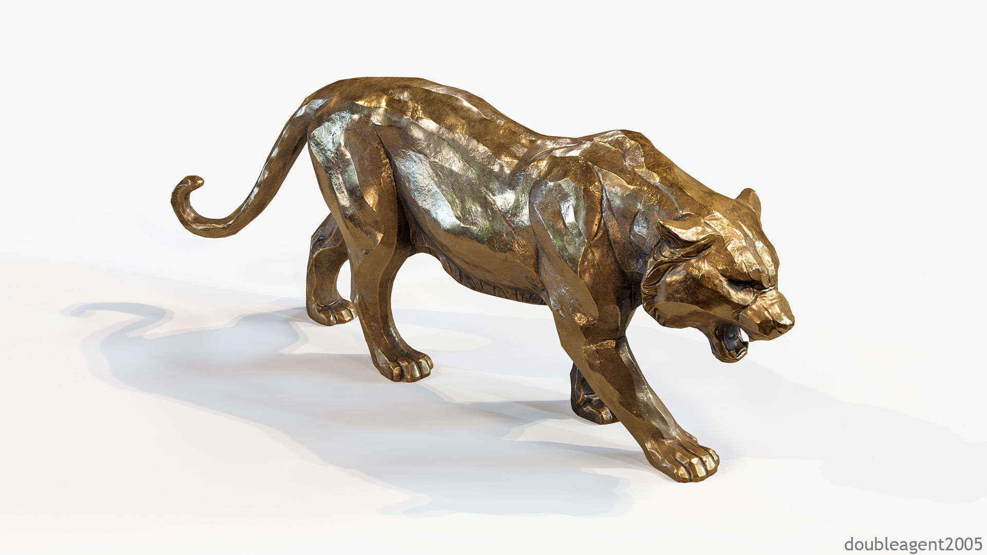 Decorative Tiger statuette PBR Low-poly 3D model_39