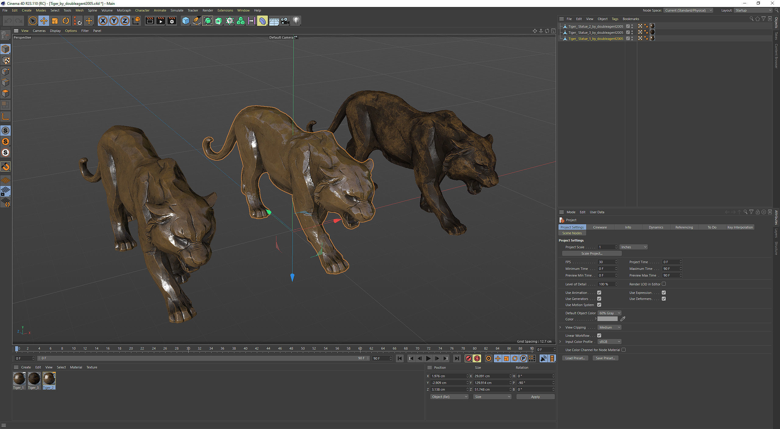 Decorative Tiger statuette PBR Low-poly 3D model_26