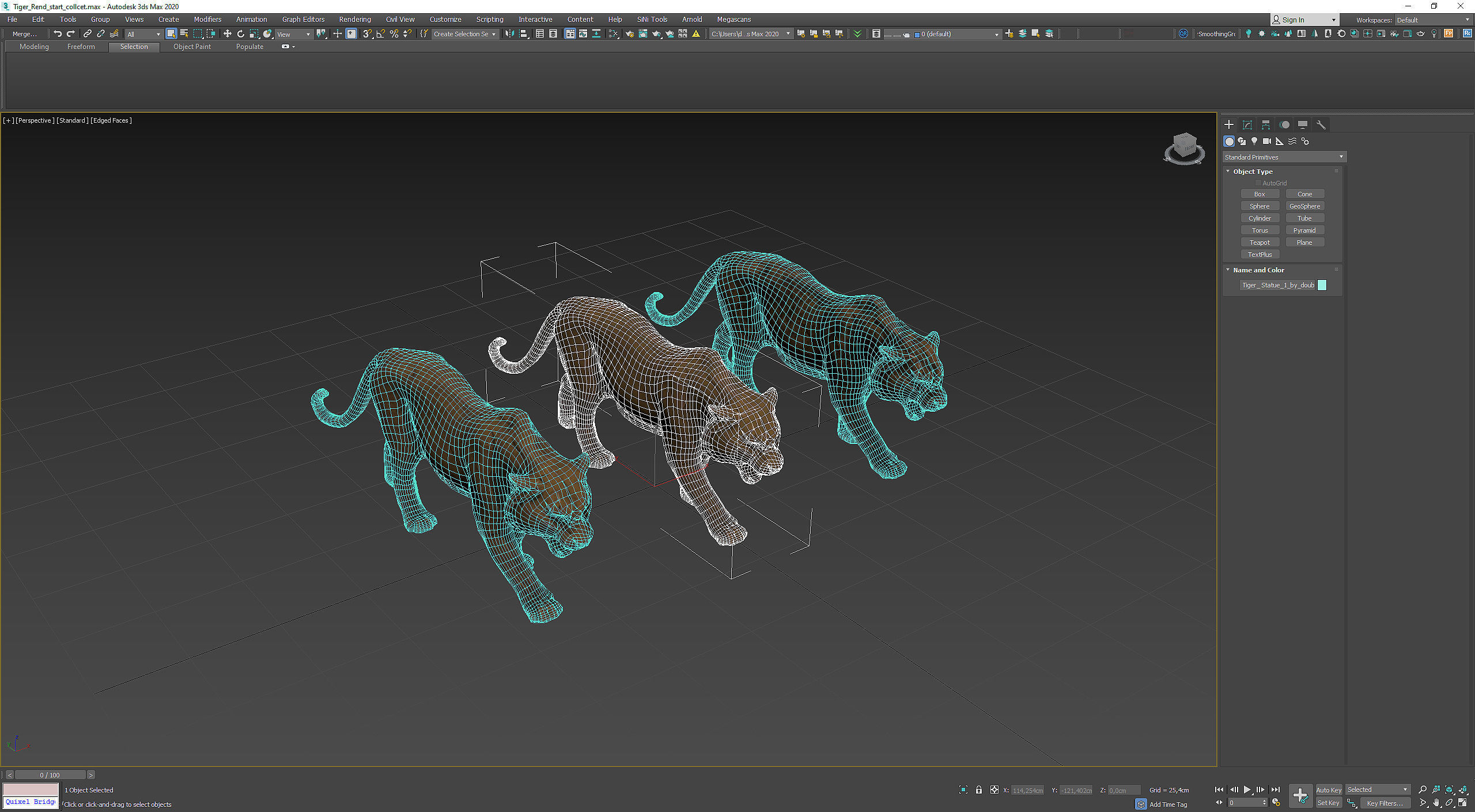 Decorative Tiger statuette PBR Low-poly 3D model_33