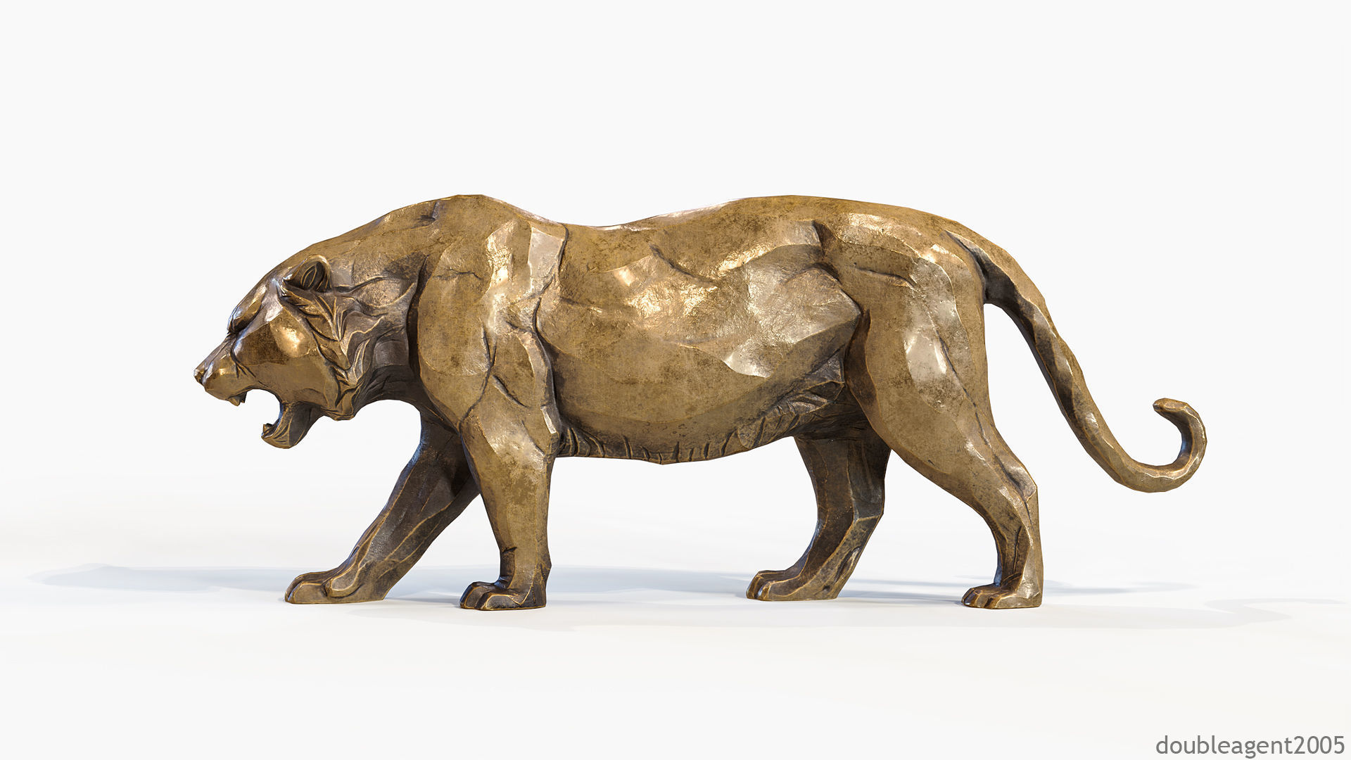 Decorative Tiger statuette PBR Low-poly 3D model_12