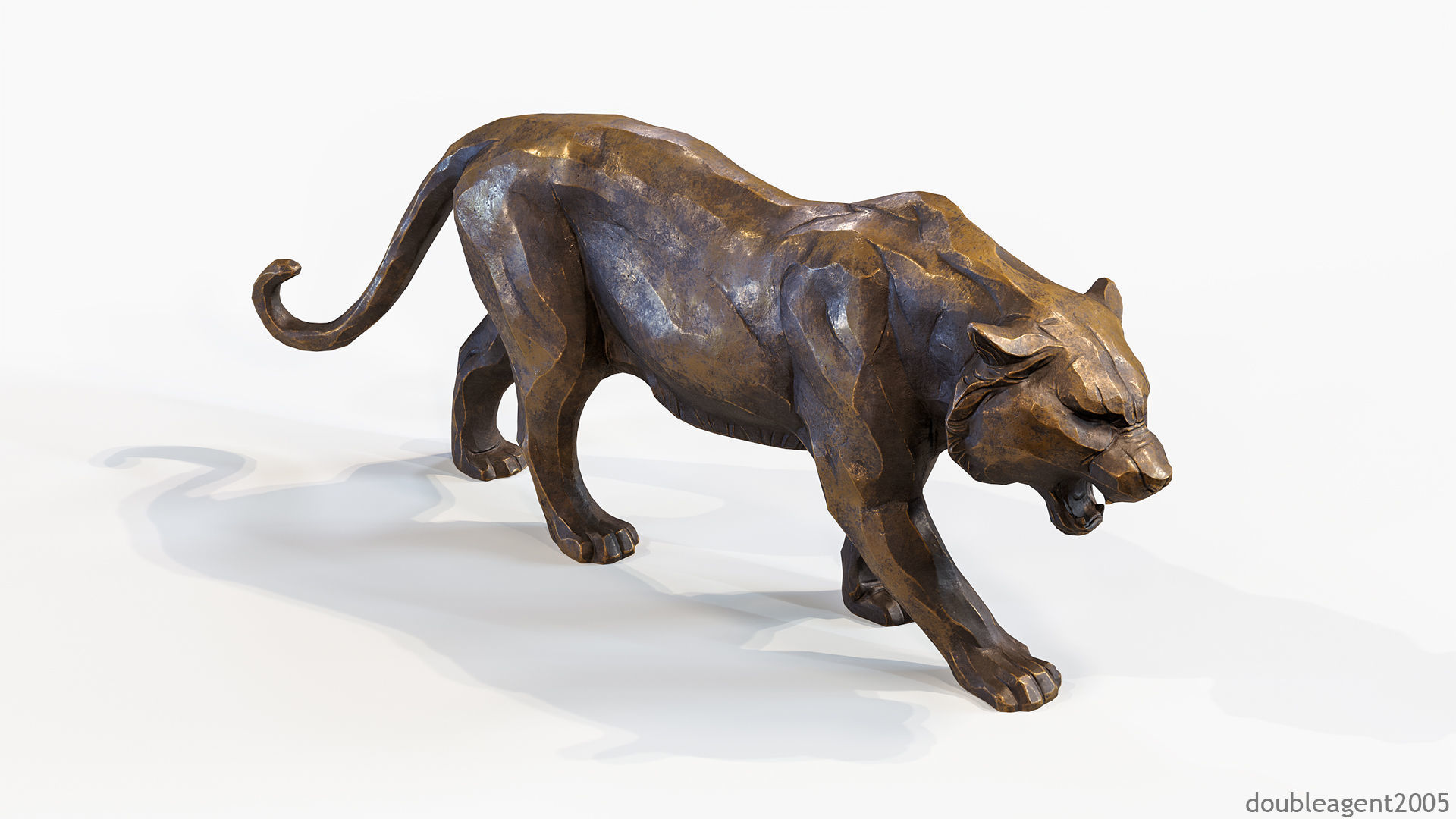 Decorative Tiger statuette PBR Low-poly 3D model_40