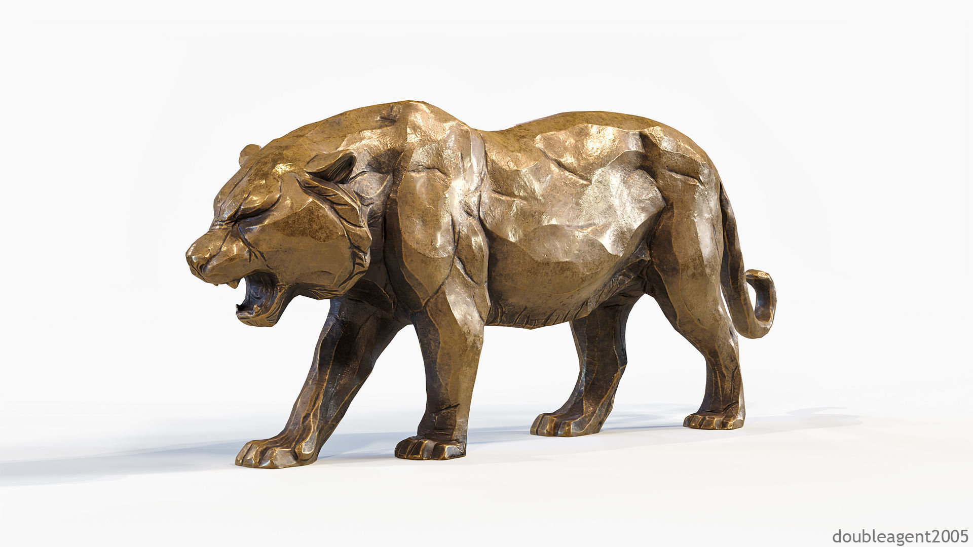 Decorative Tiger statuette PBR Low-poly 3D model_21