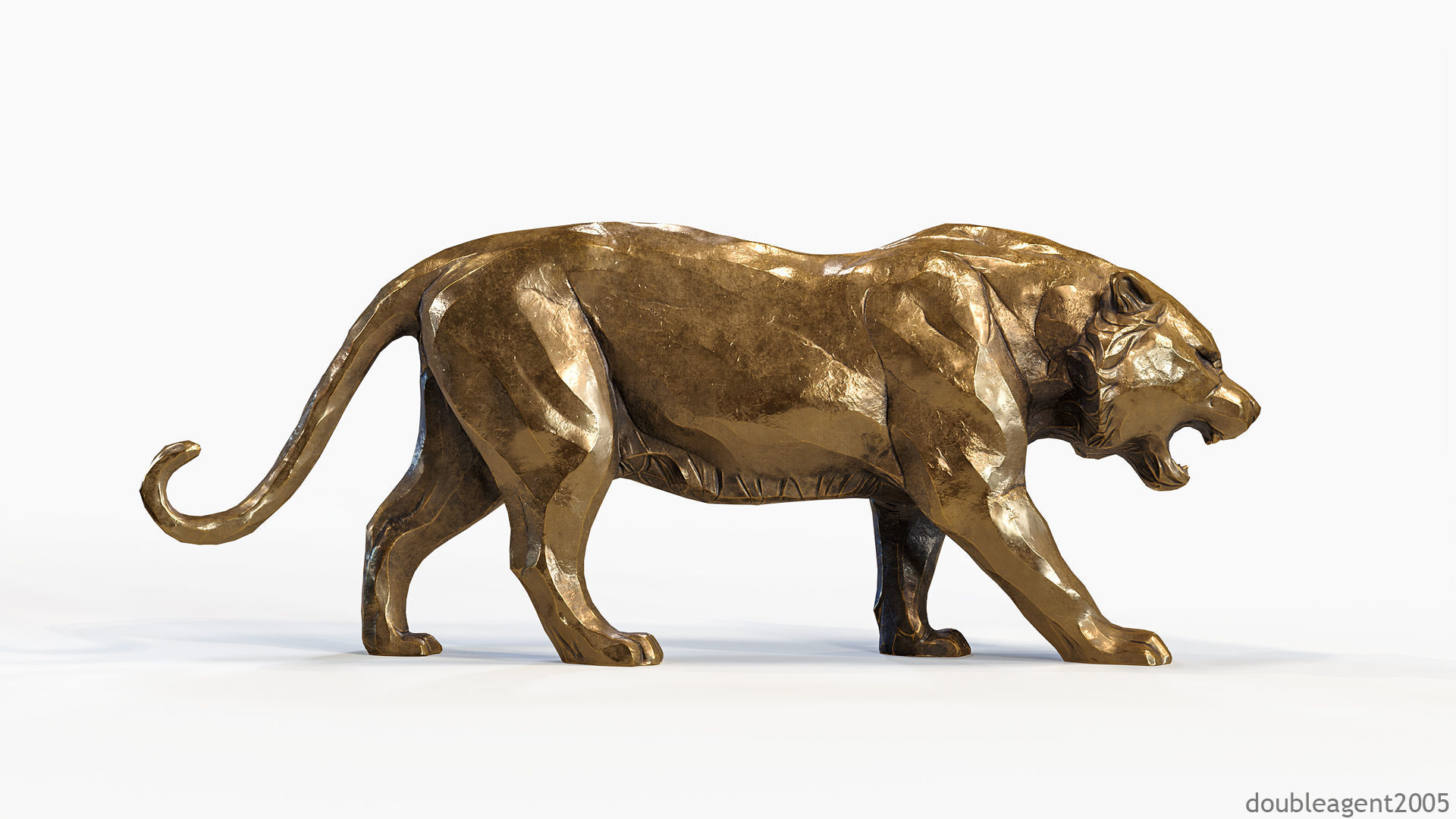Decorative Tiger statuette PBR Low-poly 3D model_7