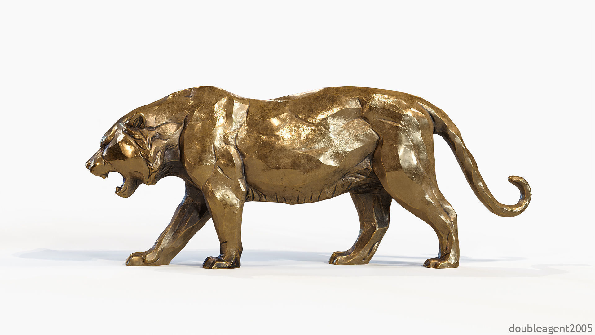 Decorative Tiger statuette PBR Low-poly 3D model_11