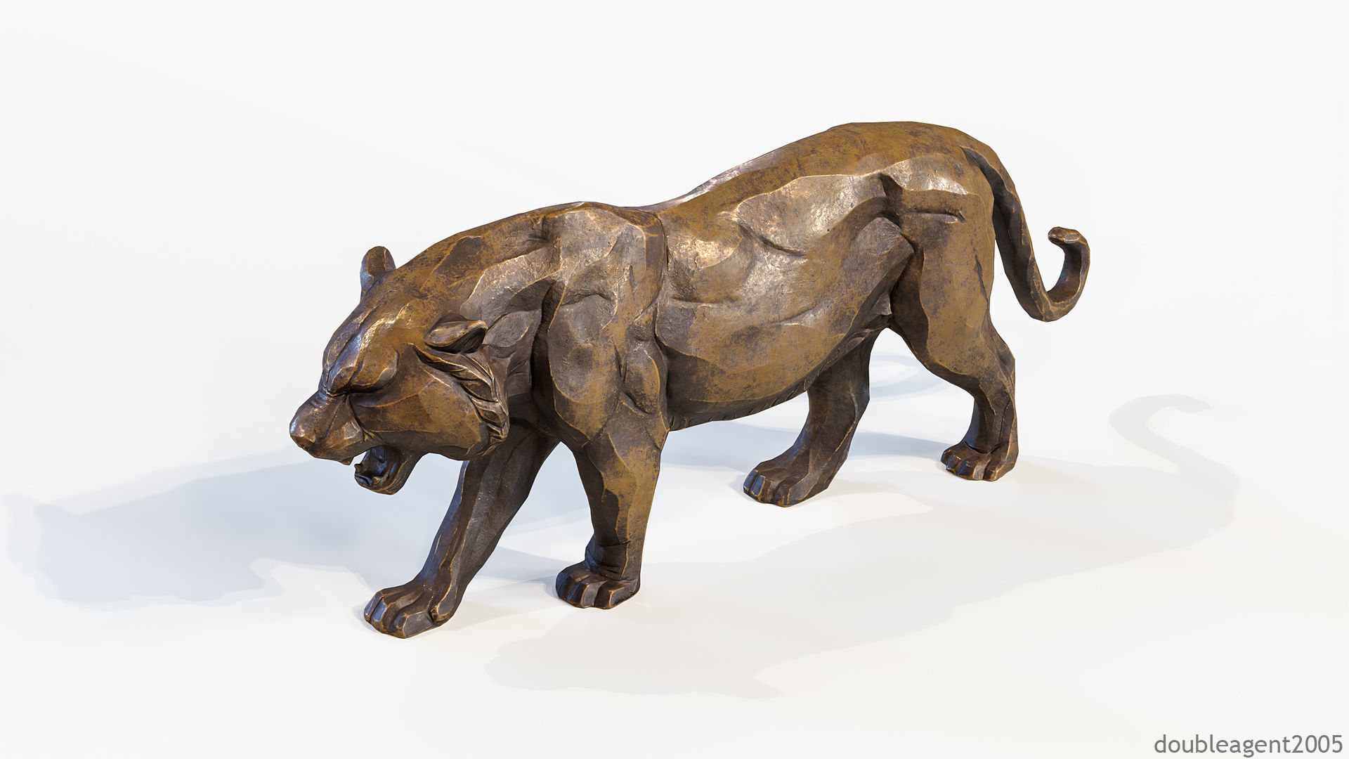 Decorative Tiger statuette PBR Low-poly 3D model_37