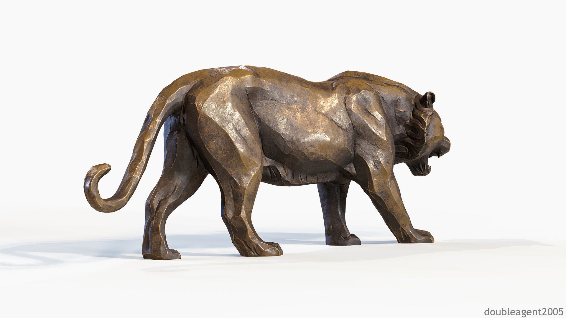 Decorative Tiger statuette PBR Low-poly 3D model_13