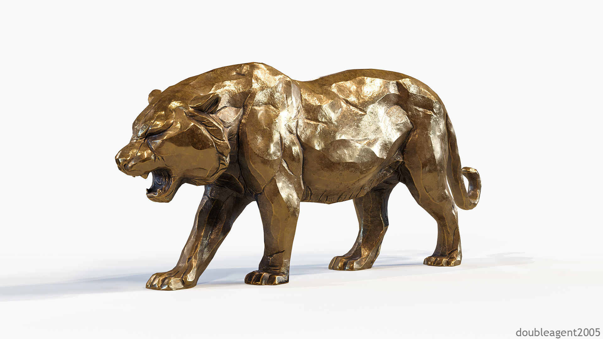 Decorative Tiger statuette PBR Low-poly 3D model_9