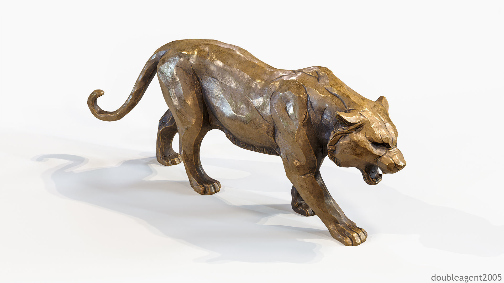 Decorative Tiger statuette PBR Low-poly 3D model_41