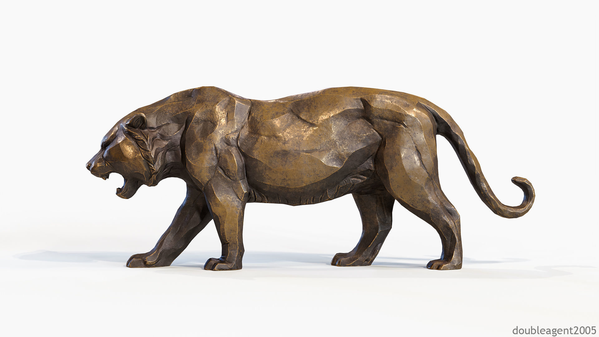 Decorative Tiger statuette PBR Low-poly 3D model_10