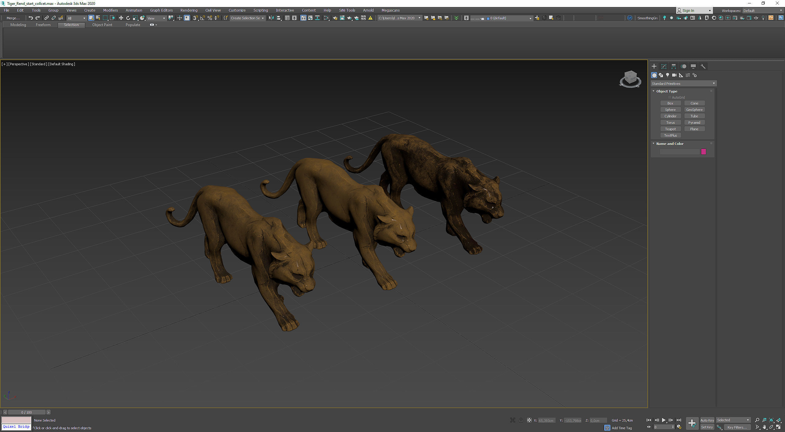 Decorative Tiger statuette PBR Low-poly 3D model_32