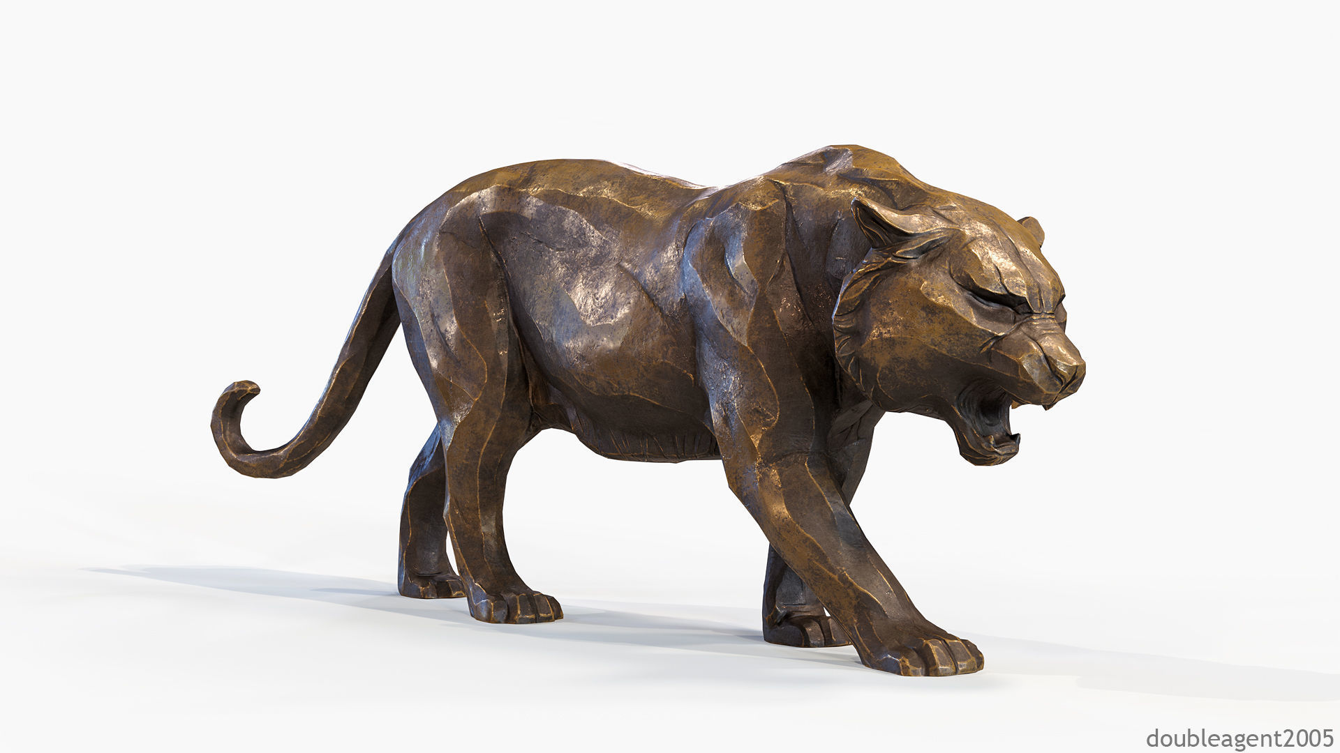 Decorative Tiger statuette PBR Low-poly 3D model_6