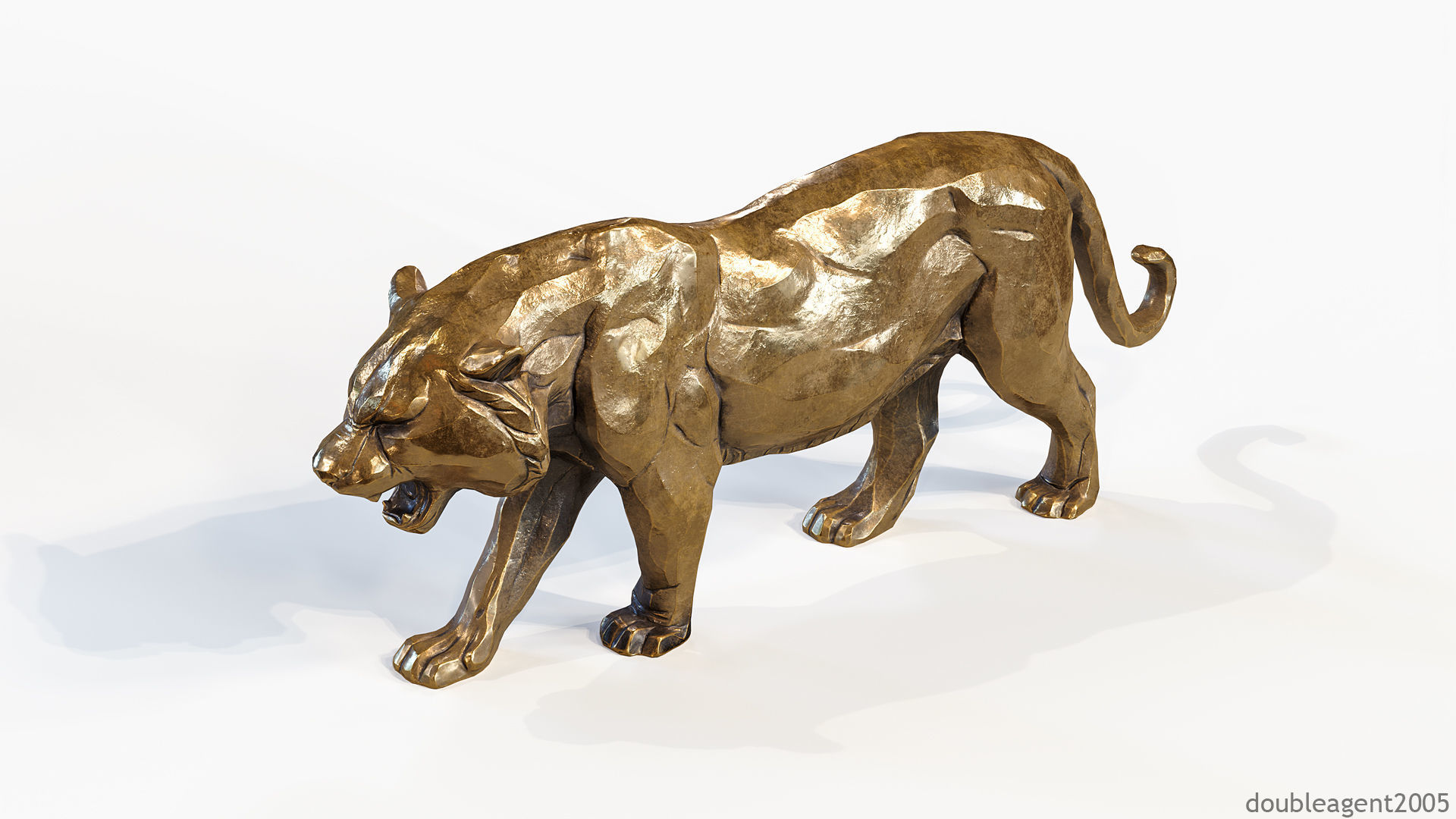 Decorative Tiger statuette PBR Low-poly 3D model_38