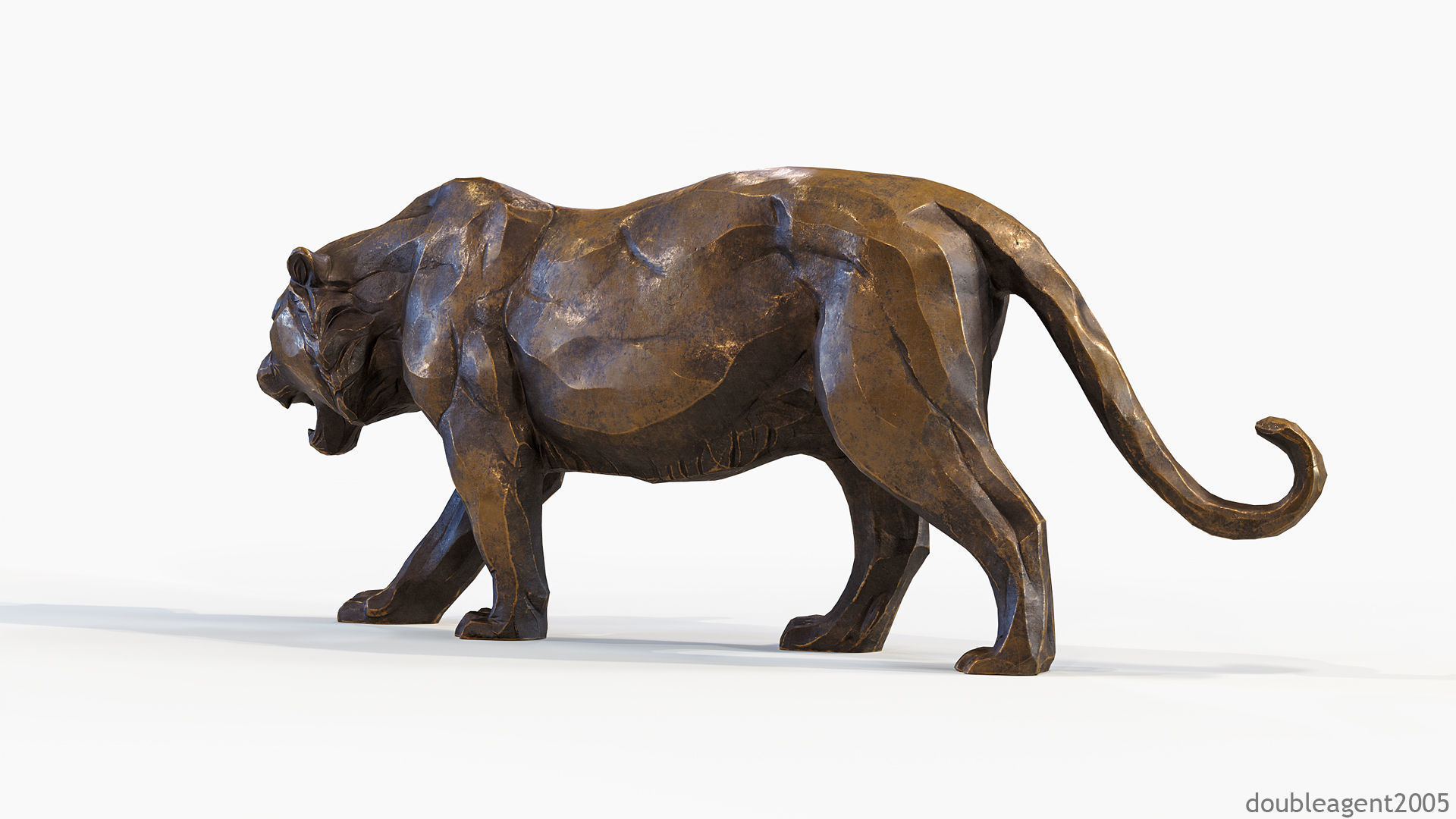 Decorative Tiger statuette PBR Low-poly 3D model_23