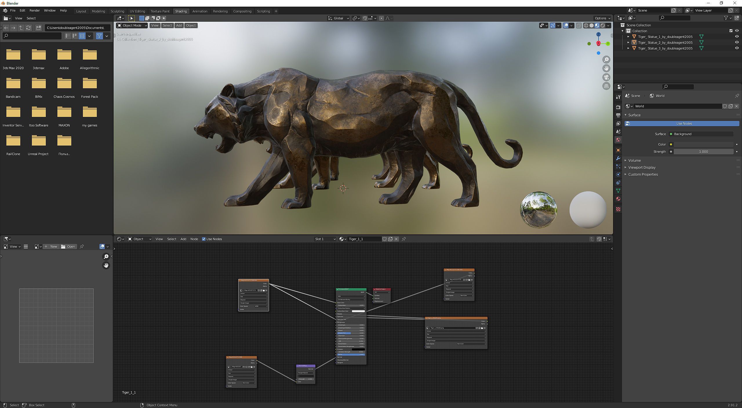 Decorative Tiger statuette PBR Low-poly 3D model_18