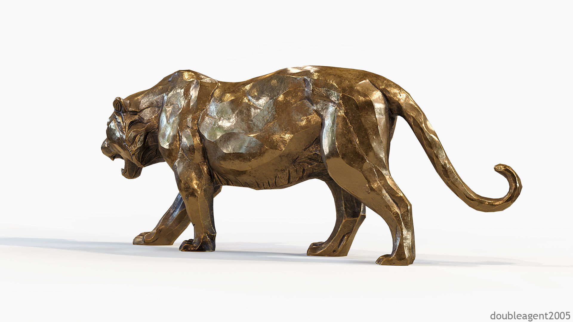 Decorative Tiger statuette PBR Low-poly 3D model_24