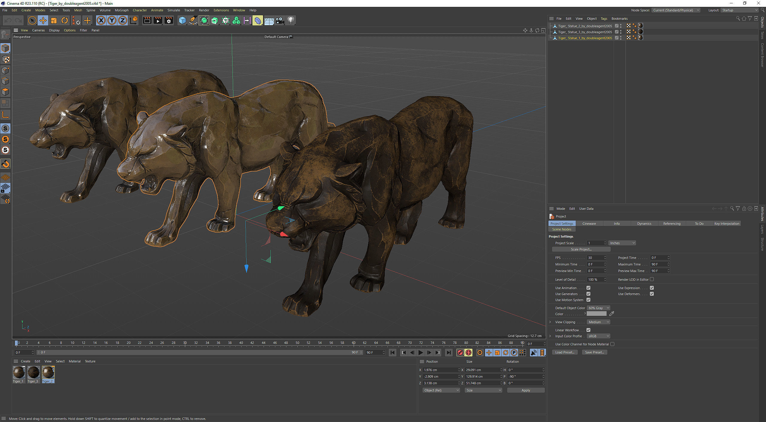 Decorative Tiger statuette PBR Low-poly 3D model_25