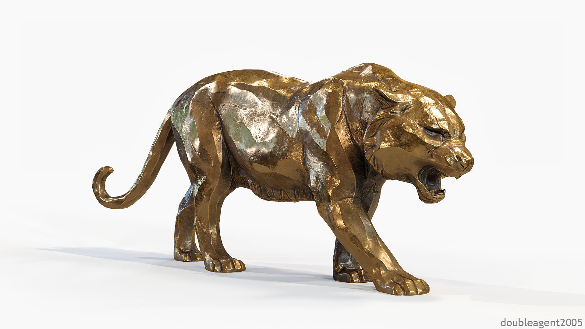 Decorative Tiger statuette PBR Low-poly 3D model_44