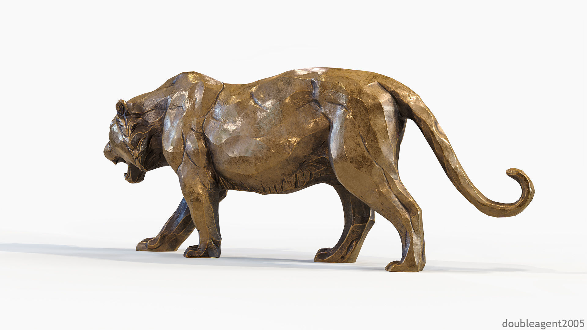Decorative Tiger statuette PBR Low-poly 3D model_28