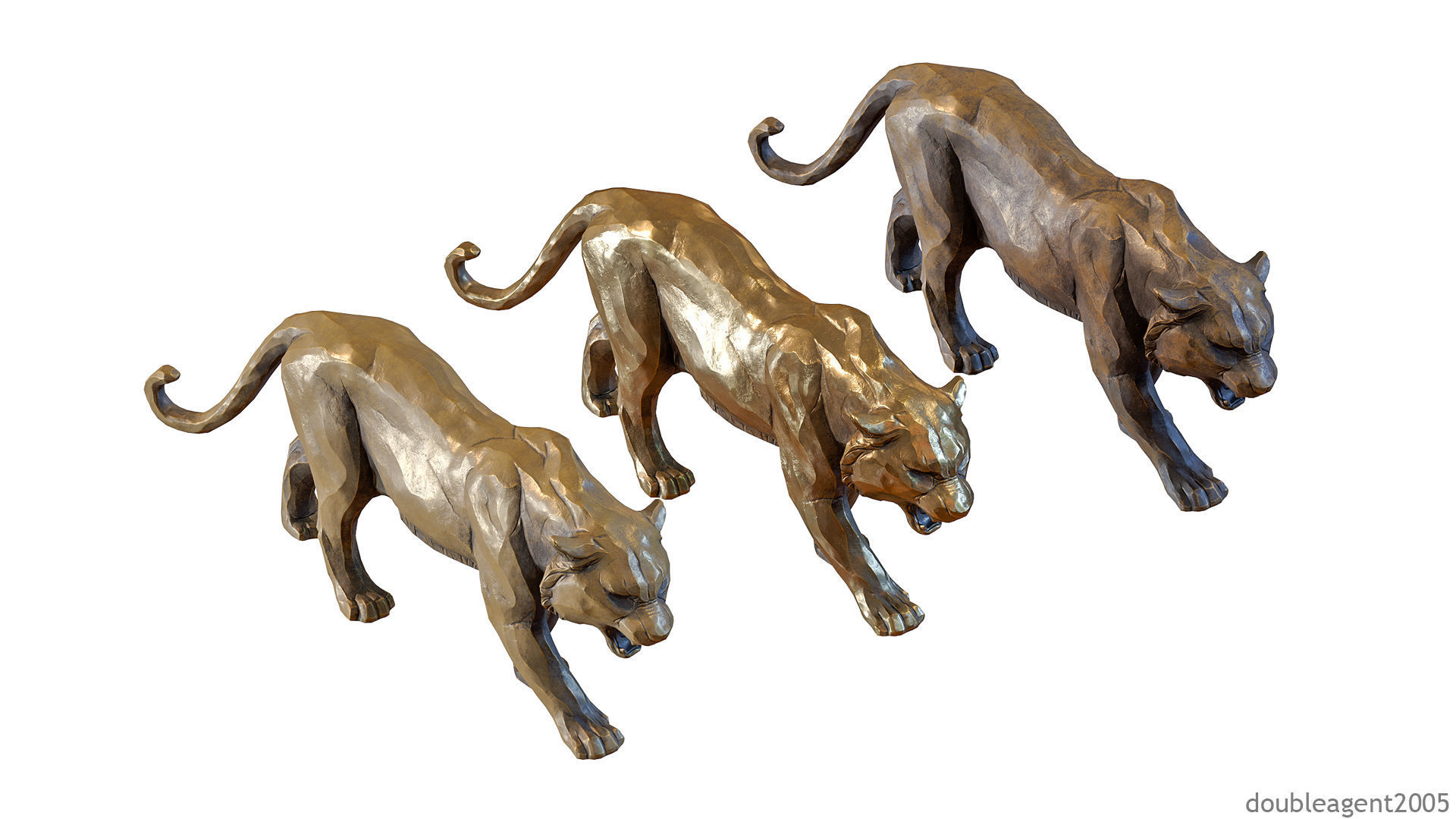 Decorative Tiger statuette PBR Low-poly 3D model_42