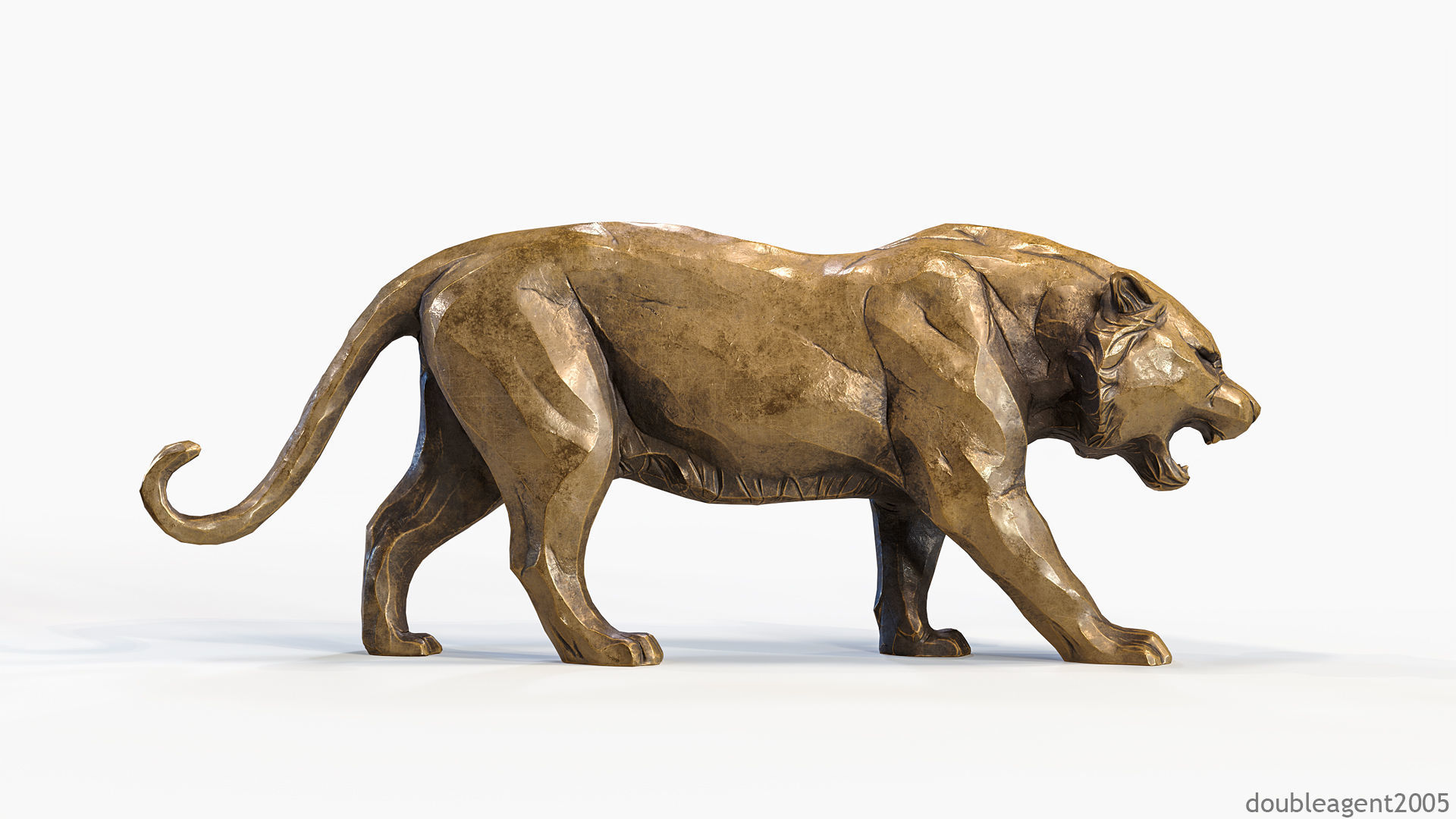 Decorative Tiger statuette PBR Low-poly 3D model_5