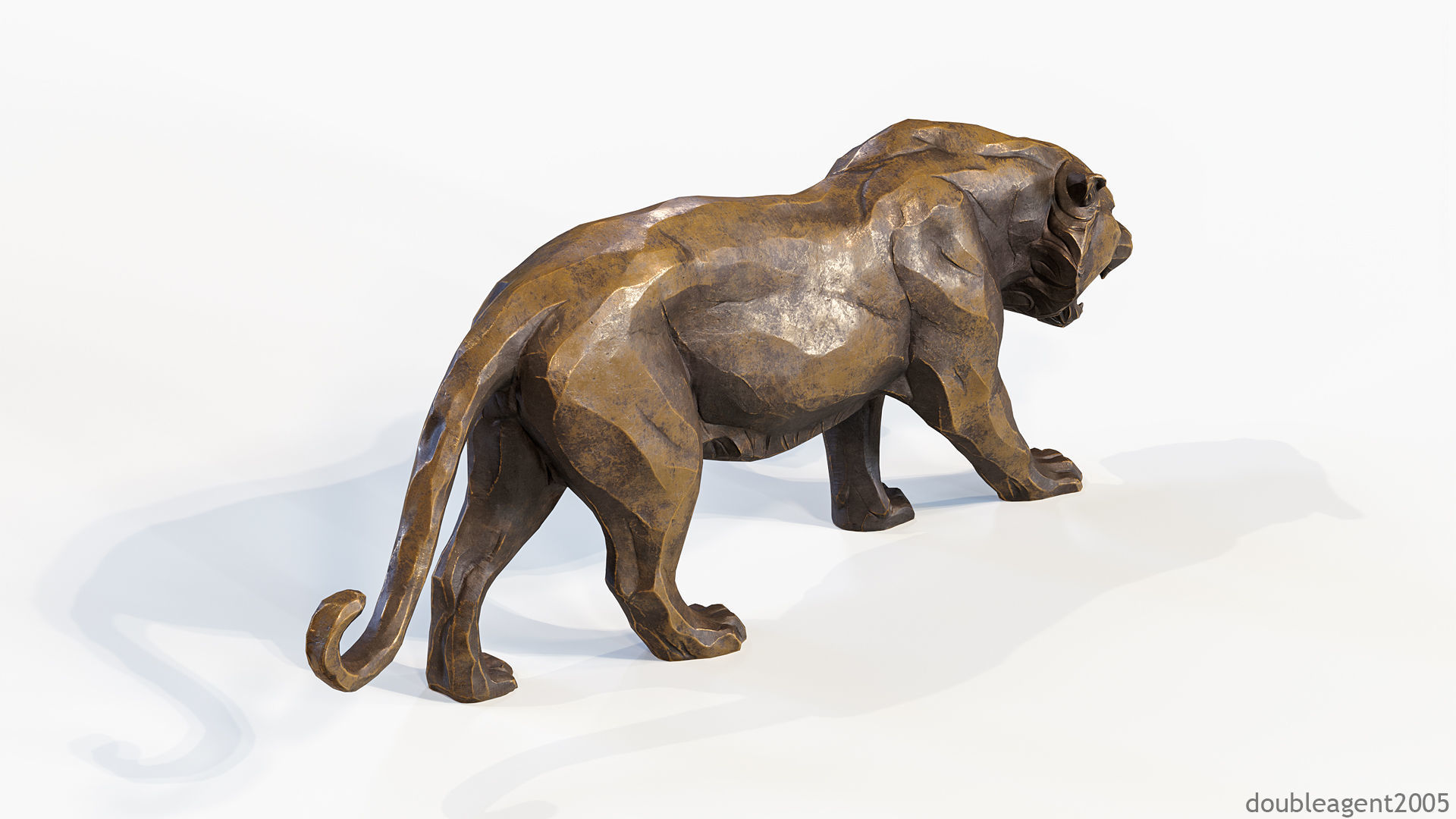 Decorative Tiger statuette PBR Low-poly 3D model_31