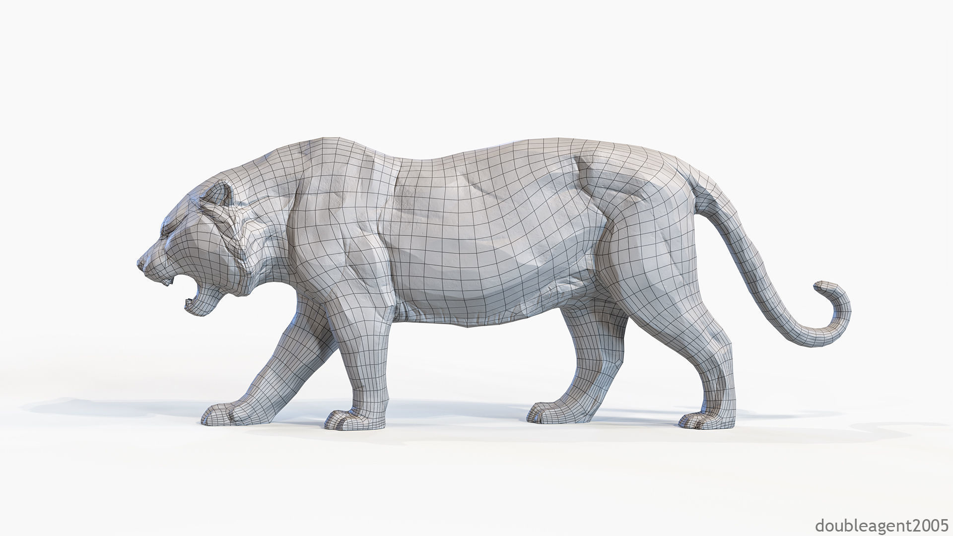 Decorative Tiger statuette PBR Low-poly 3D model_43