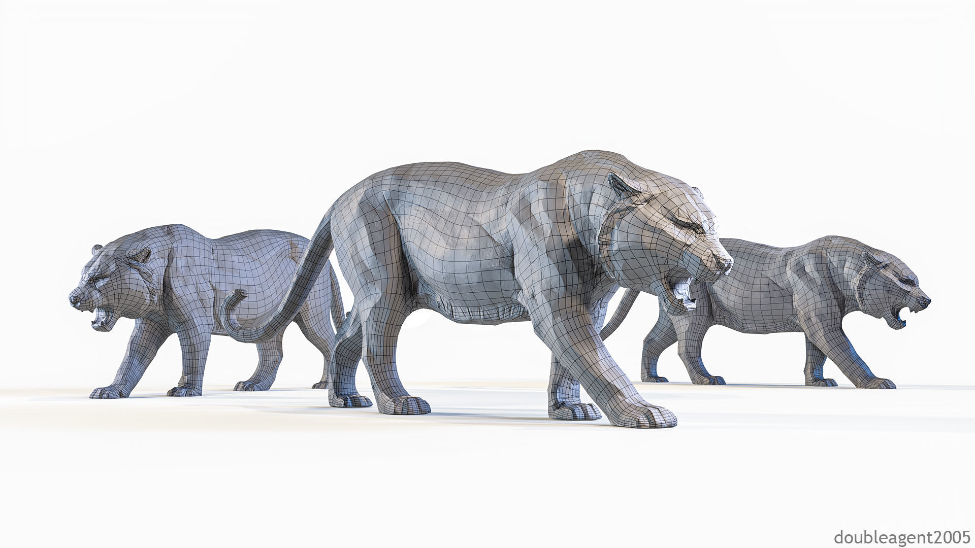 Decorative Tiger statuette PBR Low-poly 3D model_4