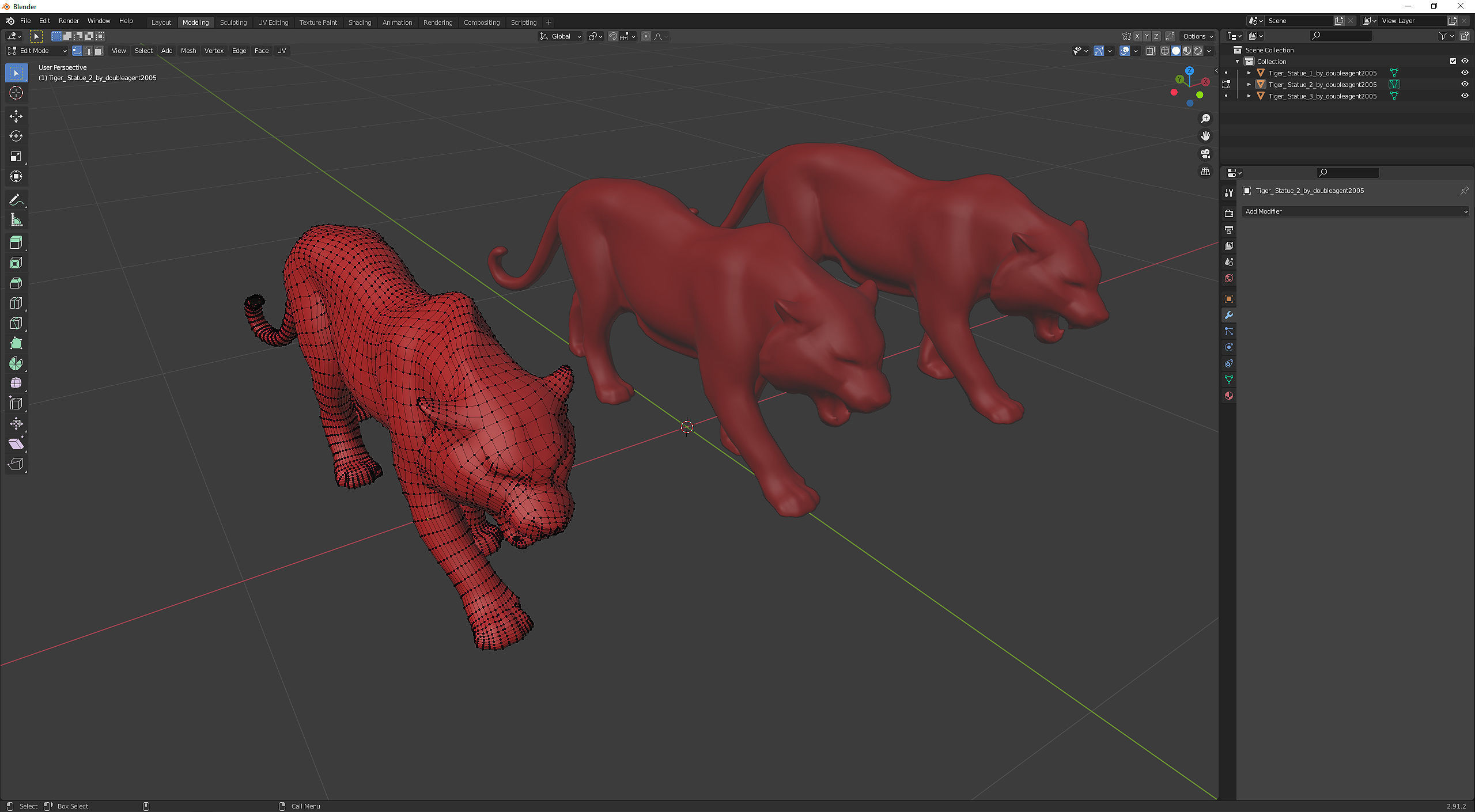 Decorative Tiger statuette PBR Low-poly 3D model_27