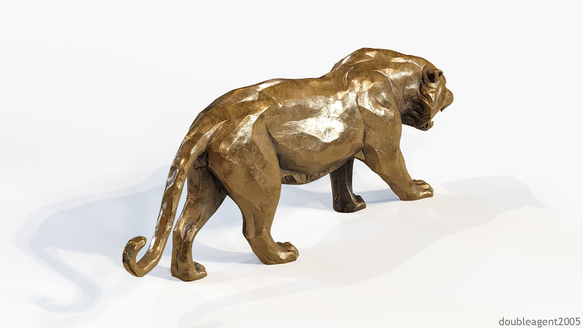 Decorative Tiger statuette PBR Low-poly 3D model_34