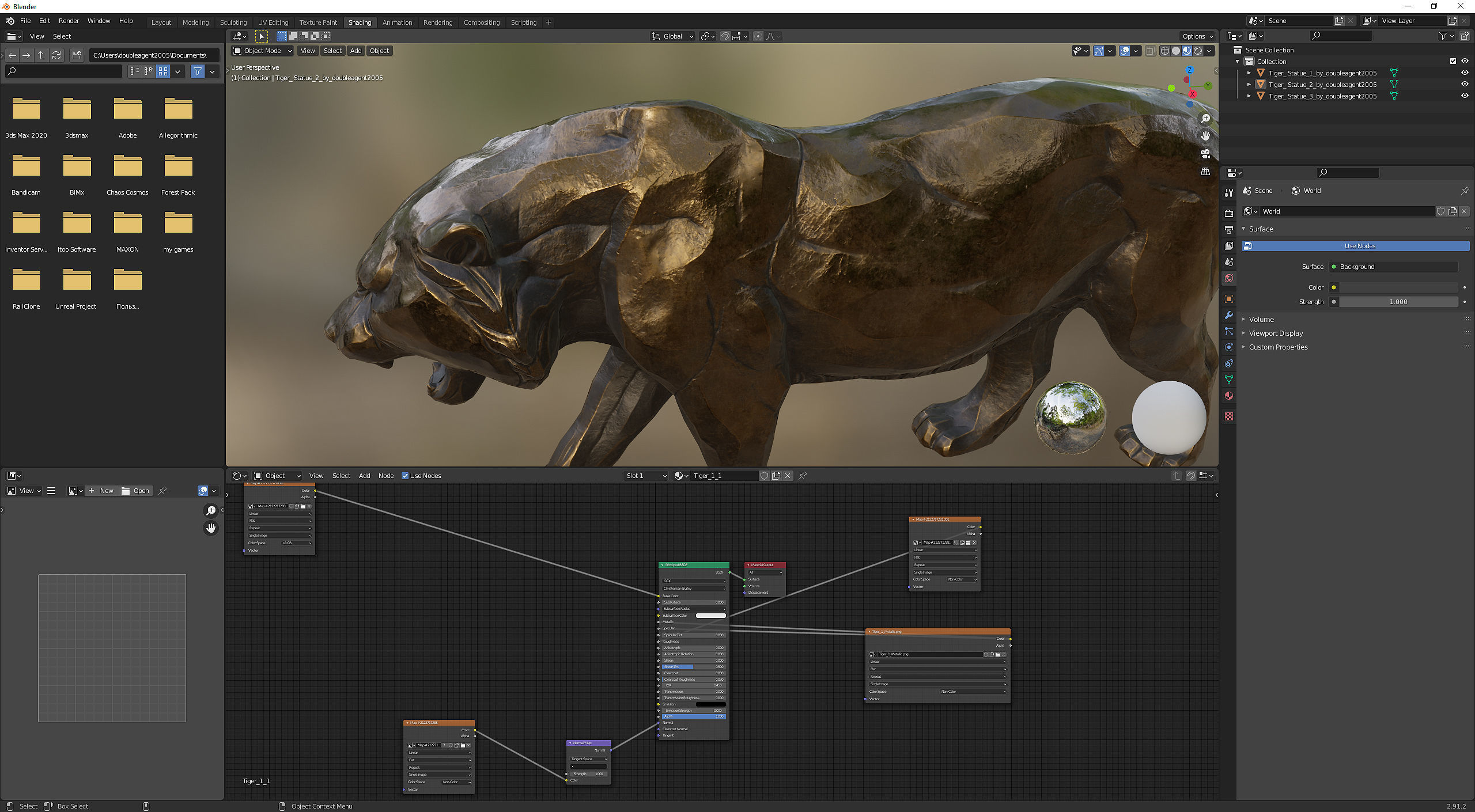 Decorative Tiger statuette PBR Low-poly 3D model_14
