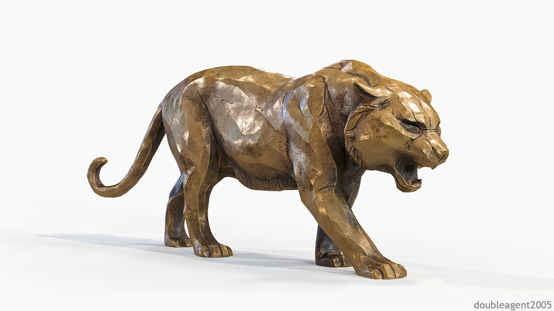 Decorative Tiger statuette PBR Low-poly 3D model_20