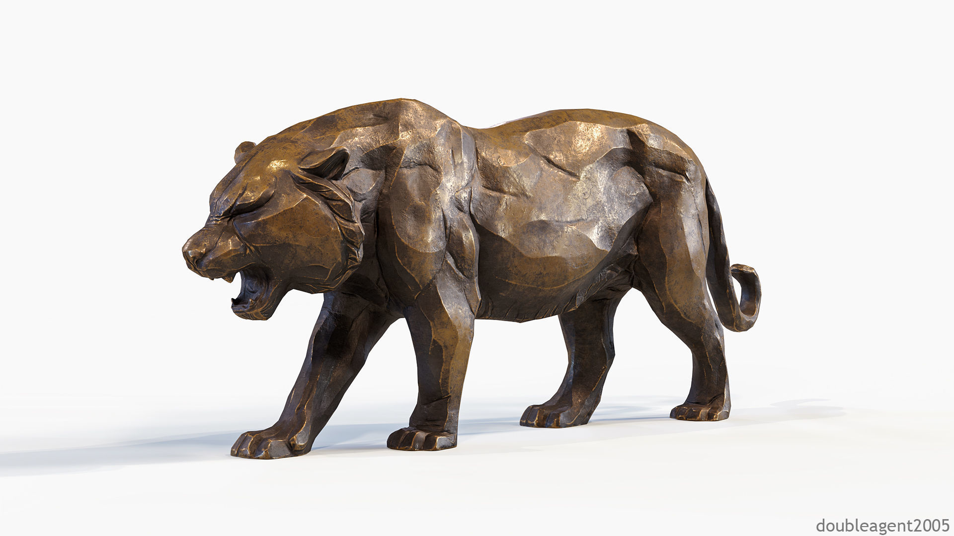 Decorative Tiger statuette PBR Low-poly 3D model_22