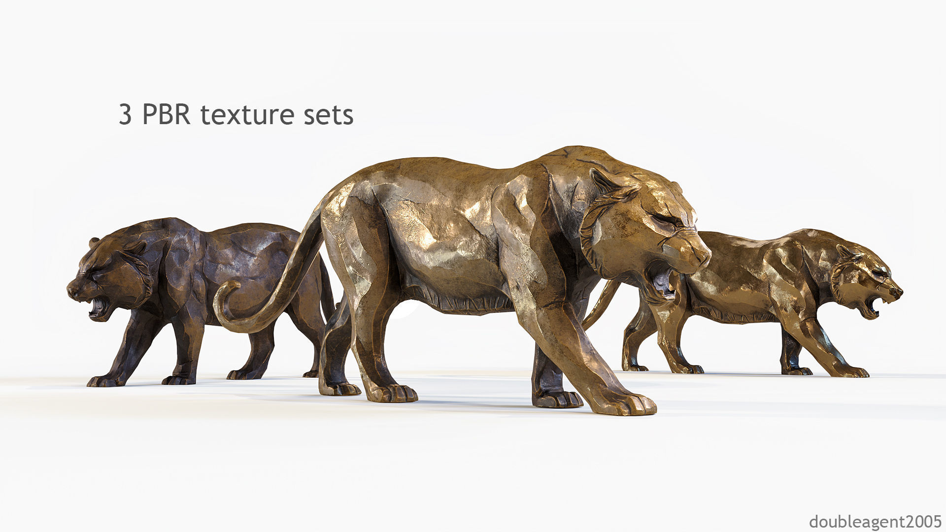Decorative Tiger statuette PBR Low-poly 3D model_1