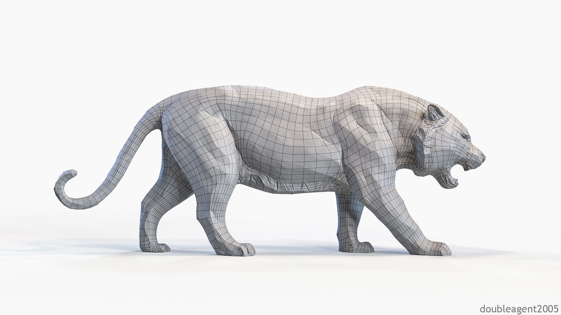 Decorative Tiger statuette PBR Low-poly 3D model_3