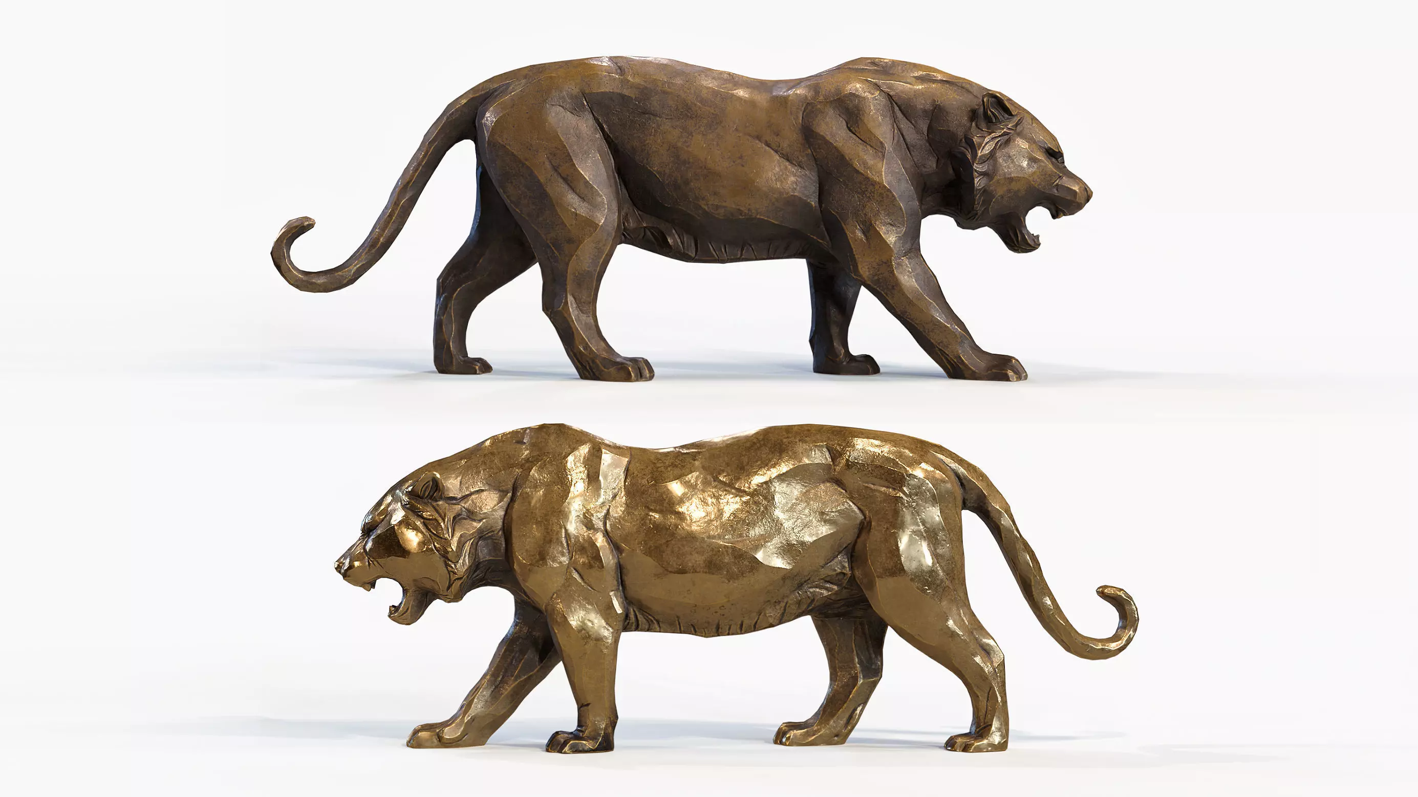 Decorative Tiger statuette PBR Low-poly 3D model_0
