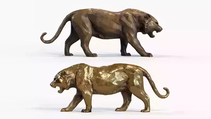 Decorative Tiger statuette PBR Low-poly 3D model